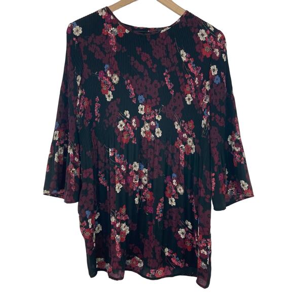 J. Jill Wherever Collection Accordion Pleated Floral Tunic Blouse size Small - Picture 1 of 8